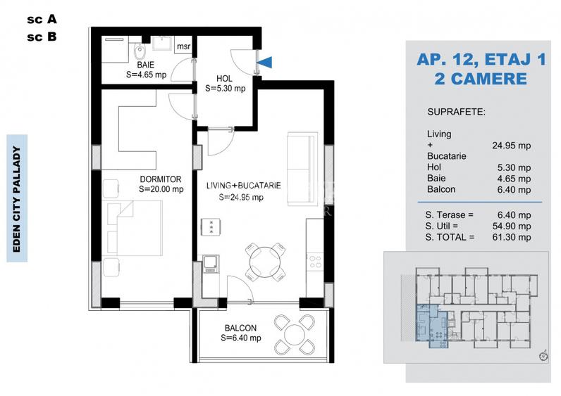 2 Camere Bloc Intim -Incalzire Pardoseala - 4