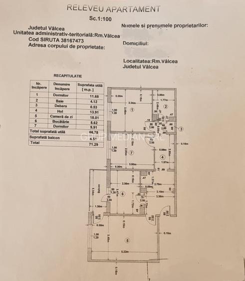 Apartament 3 camere de vanzare - Ostroveni, zona Pieței, decomandat, 71,29 mp - 13
