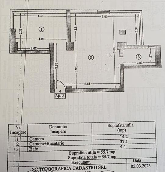 Apartament luminos cu 2 dormitoare si parcare privata