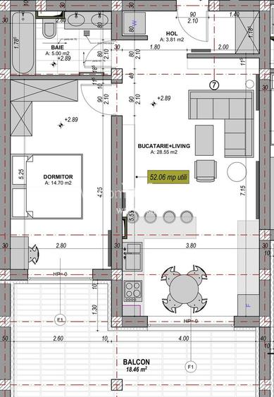 Apartament 2 camere, etaj 1, la cheie, terasă 18.46 - întabulat - 7