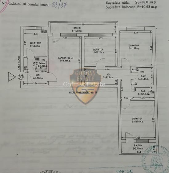 4 camere, City Park Mall, 89mp et 4/4, 2 bai, 2 balcoane, A/C, Radet, mobilat - 2