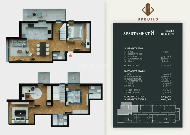Duplex 4 Camere, 3 Bai, 3 Balcoane, Bloc Nou, Finisaje Premium, Comision 0% - 12