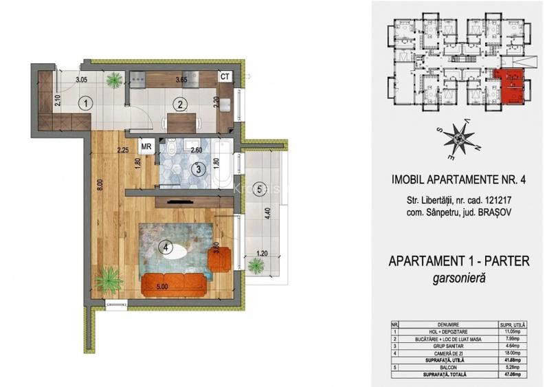 Garsoniera 42mp utili, ansamblu cu 4 blocuri tip vila, Sanpetru - 8