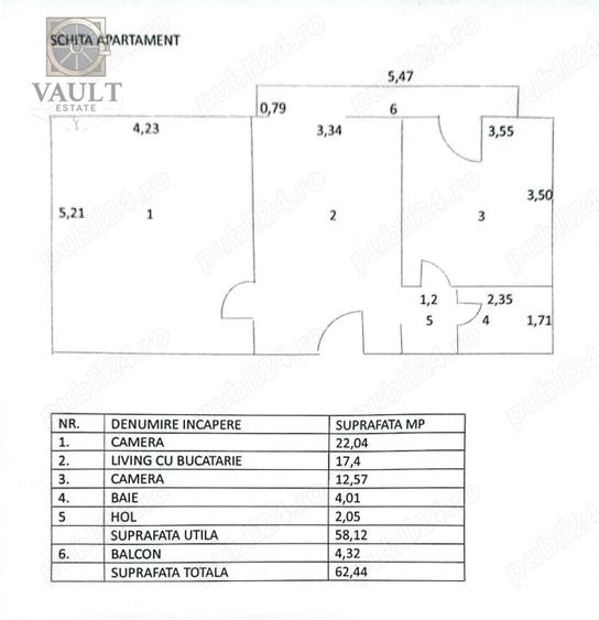 2 camere - 62,44 mp - Imobil 2001 - zona Nerva Traian - 12