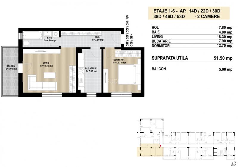 Apartament 2 camere decomandat Grand Arena Dealul Cucului. - 2