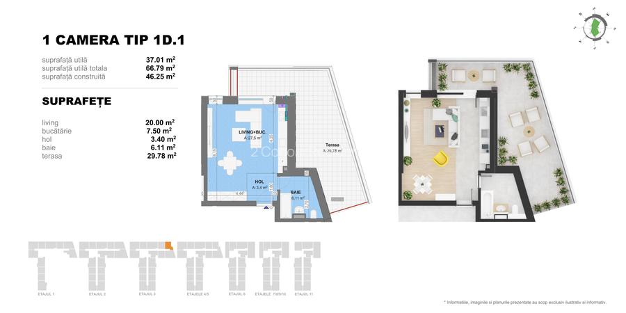 Garsoniera TIP 1D1 in Complex Doi Cocosi Residence - 2