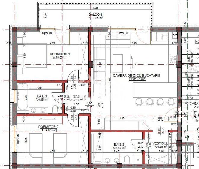 Apartament 3 camere , 87,6 mp utili , Etaj 1 , Finisaje Premium - 4