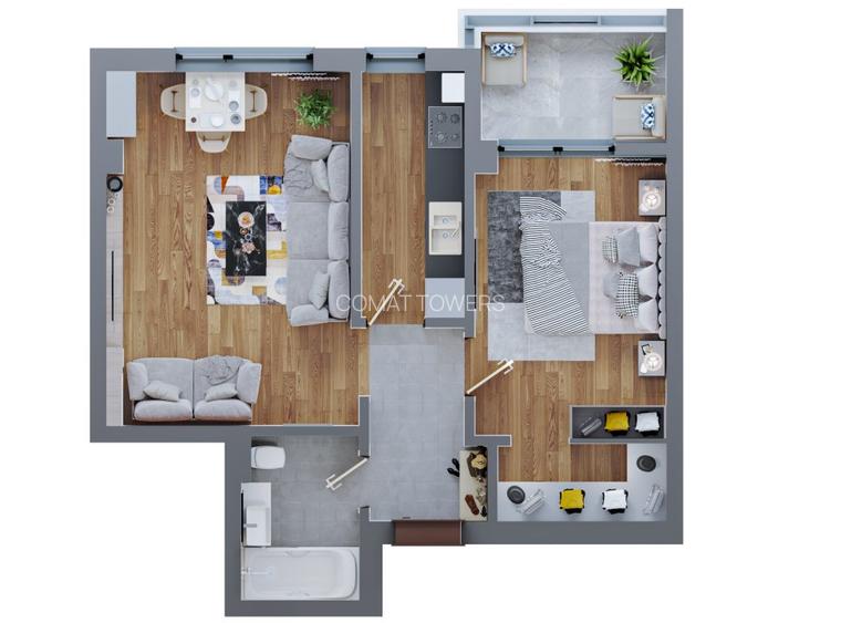 Apartament 2 Camere | TIP 4 | 58mp | Complex Comat Towers - 1