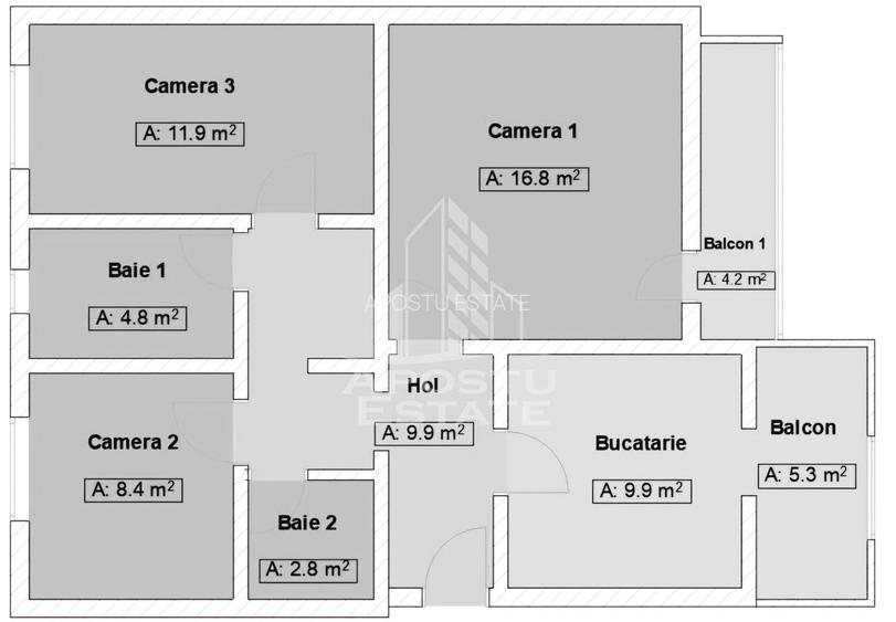 Apartament cu 3 camere, 2 bai, 2 balcoane, zona Calea Aradului - 10