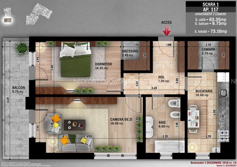 Neofort 50 Titan Apartament decomandat cu vedere superba spre centrul orasului - 9