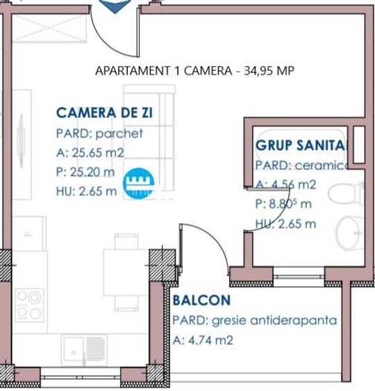 Apartament de vanzare 1 camera openspace, 34.95 mp, bloc nou, Pacurari Rediu - 3
