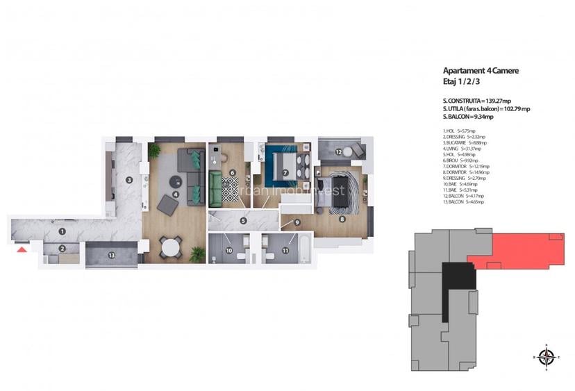 Apartament 4 camere, Cotroceni, Midtown Residence - 9