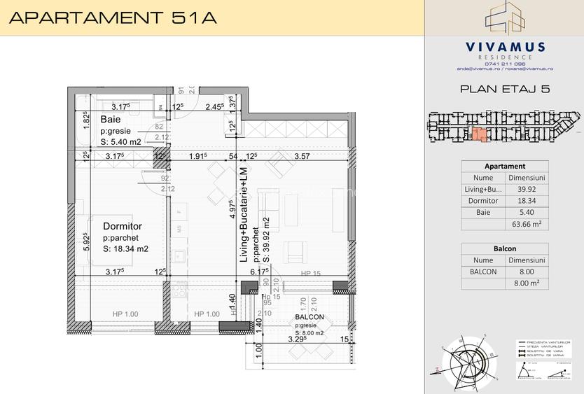 studio, 63 mp +  8 mp balcon TVA 21% inclus, 2027 - 1