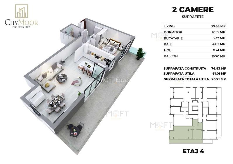 Apartament 2 camere Lux || P-ta Alba Iulia || Bld Decebal || CityMoor - 8