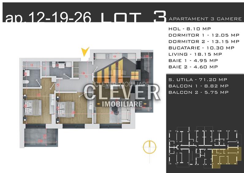 Apartament 3 cam Decomandat, Promotie Parcare, Pallady – Comision 0% - 3
