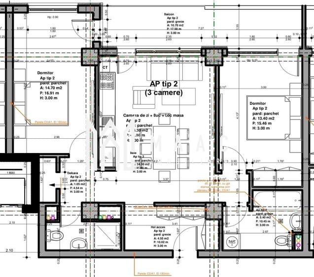Apartament 3 camere | 72.35 MPU  | Balcon | Veterani - 1