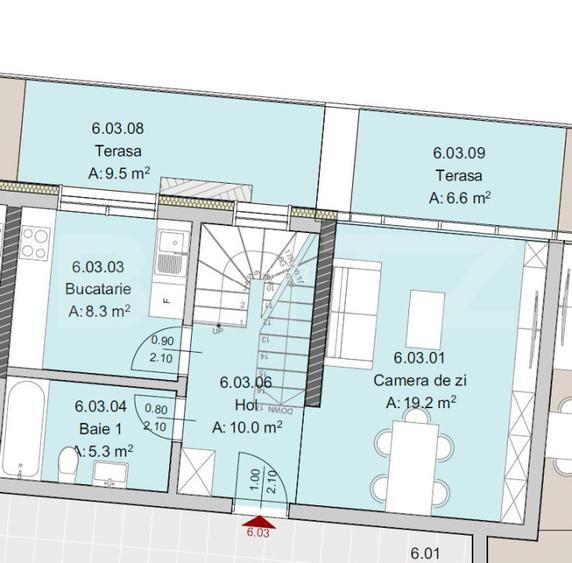 Apartament 2 camere 2 Bai, 2 Nivele, 71 mp, Terasa 16 mp, Imobil Nou - 2