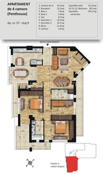 Penthouse bloc VSC Fratii Golesti, mobilat, loc parcare inclus - 8