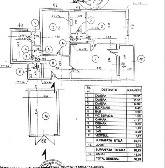 1 Mai,Apt 3 camere semidec., 2 gr sanitare,balcon, 80mp, bloc termoizolat, Garaj - 1