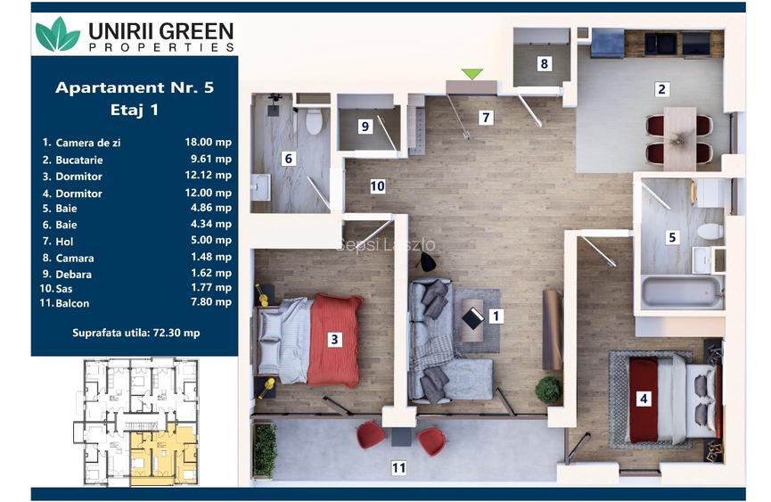 Apartamente cu 3 camere direct de la dezvoltator  - 8