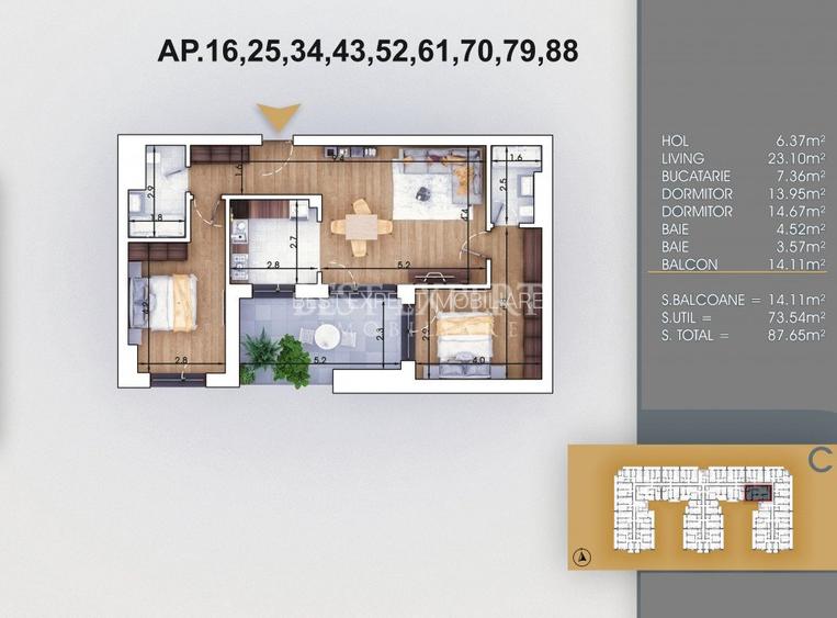 Apartament 3 camere spatios -5 min N.Teclu/Credit ipotecar 15% - 2