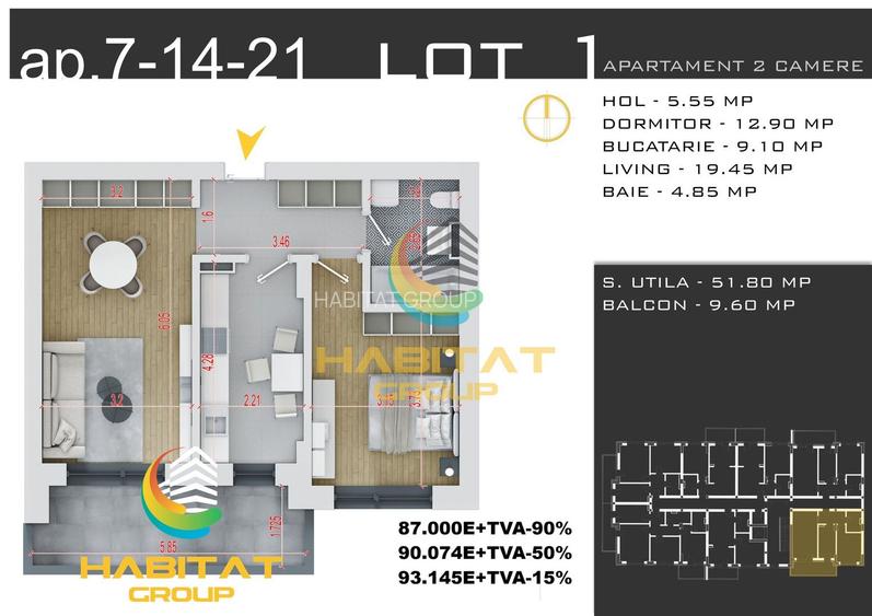Pallady 2 camere decomandat 62 mp + loc parcare gratuit - 2