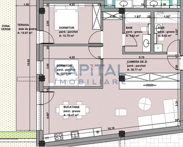 Apartament de vanzare, etaj 2, 3 camere, 106mpc, Centru Vechi, comision 0% - 2