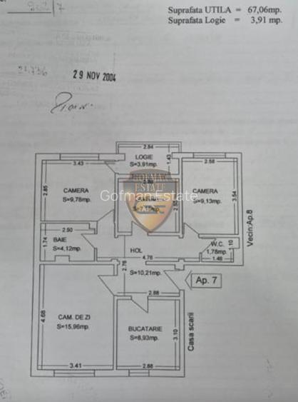 4 camere, 2 bai, zona CET in fata cu scoala si gradinita, etaj 3 / 4, 71 mp, gaz - 8