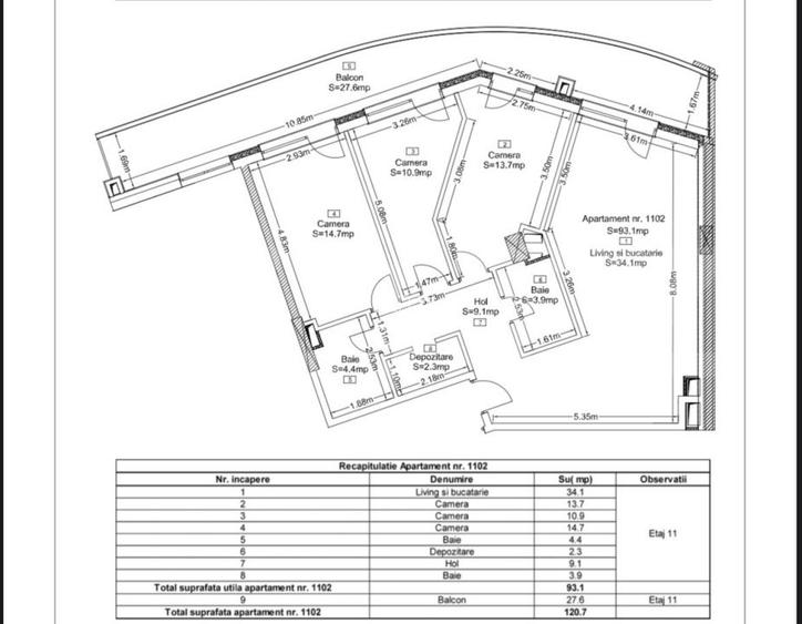 Apartament 4 camere, 93,1 mp, Ansamblu Rezidential, Zorilor - 5
