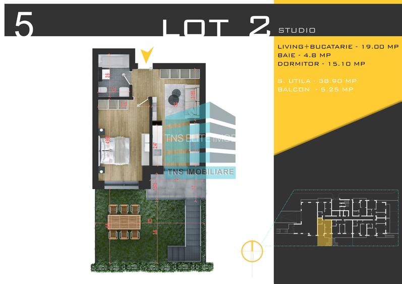 Apartament Modern 2 Camere, 35 mp Grădină, Pallady – Teclu - 5