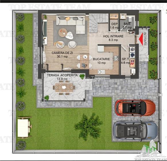 Vila individuala cuplata, in complex rezidential modern, cu 4 camere, toate util - 4