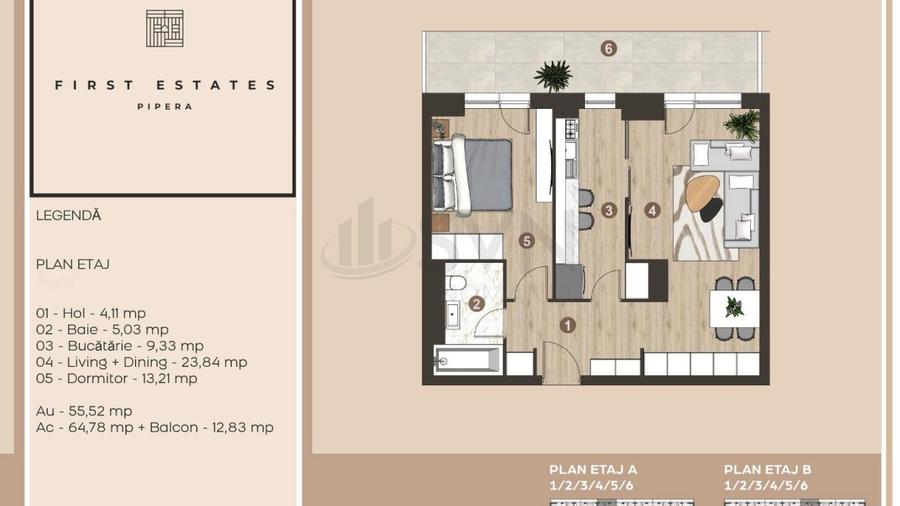 REA1029209 Apartament 2 camere First Estates Pipera parcare inclusa