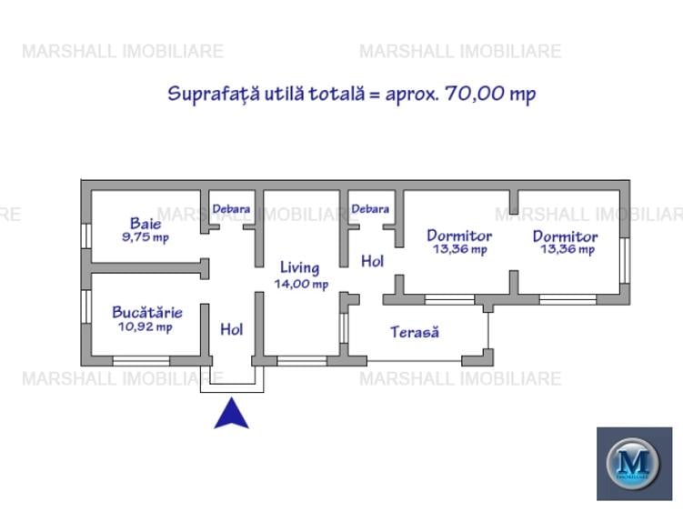 Casa cu 3 camere de vanzare, zona Cantacuzino, 70 mp #16517