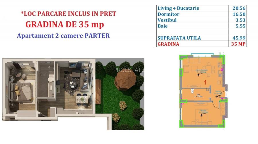 Oferta !!Apartament 2 camere parter cu gradina | strada Maramures | Finalizat - 1