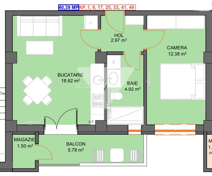 Apartament 2 camere 40 mp utili, balcon si parcare - Doamna Stanca - 7