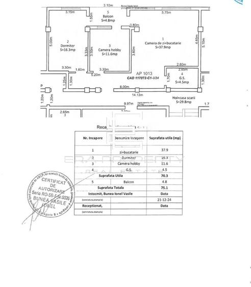 Apartament  | 3 camere | 70 mp | intabulat | etaj 1 | Șelimbăr, zona O. Goga - 1