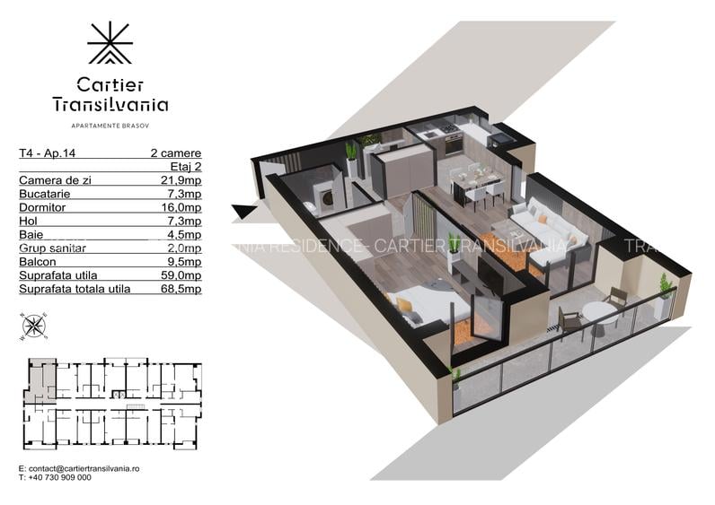 TRANSILVANIA RESIDENCE APARTAMENT 2 CAMERE FATADA VENTILATA - 15