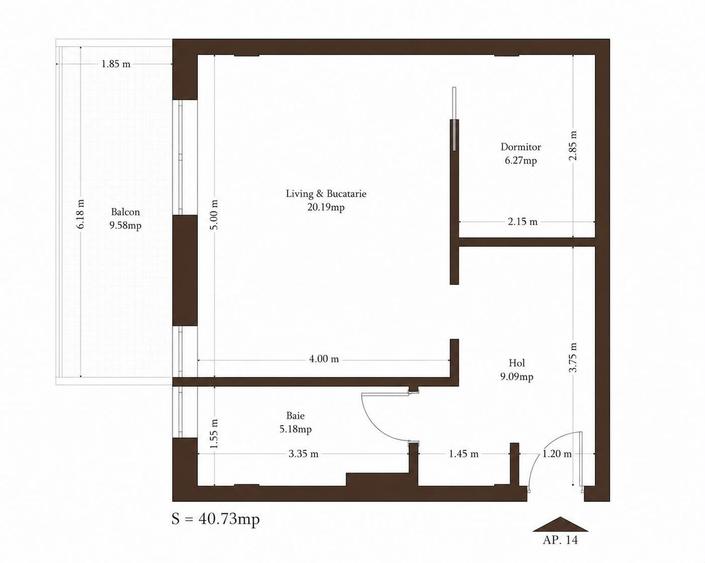 Apartament 1 Camera Bloc Nou- zona Plopi- Comision 0% - 16