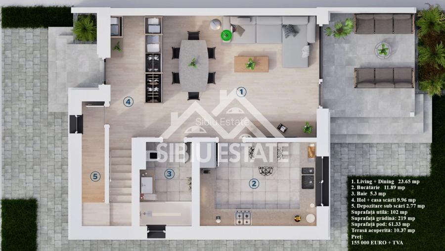 Duplex modern cu 4 camere, 102 mp – oază de liniște aproape de orașul Sibiu - 3