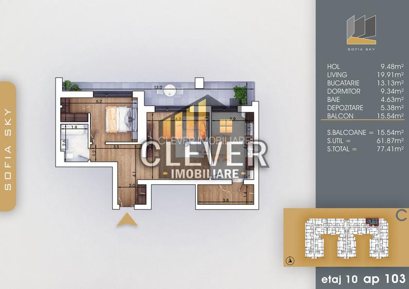 Ap 2 camere 77 mp, Incalzire in Pardoseala - Pallady - 1