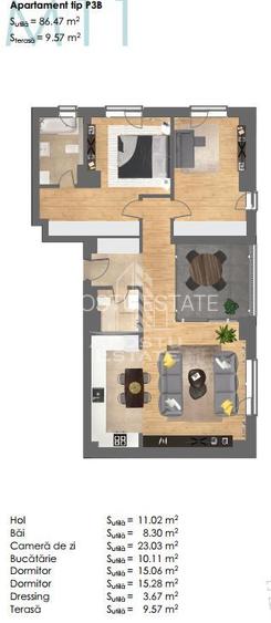 Penthouse cu 3 camere, complex rezidential nou, zona Centrala - 2