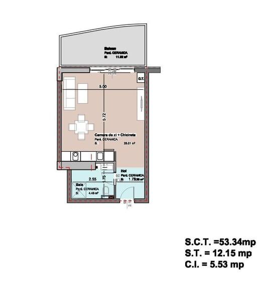 | Studio Modern 53. mp, cu terasă 12 mpu | Vedere deschisă la mare| Mamaia N |
