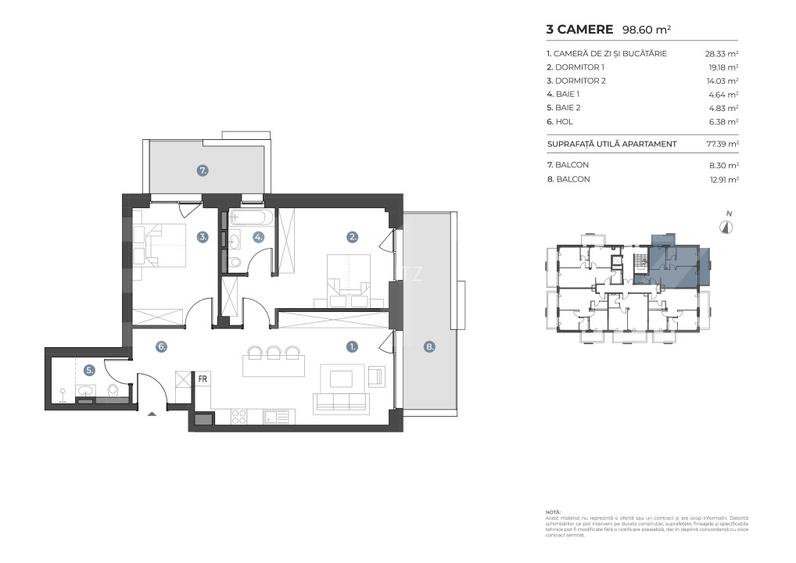 Apartament 3 camere, 77 mp | Standarde nZEB | Ansamblu nou | Buna Ziua - 2