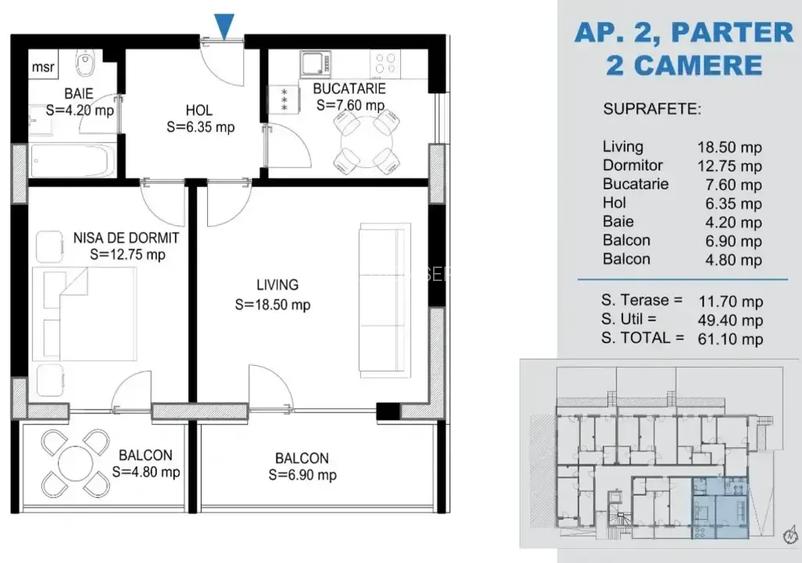 Apartament 2 Camere Decomandat Metrou Teclu Luminos Pallady - 2
