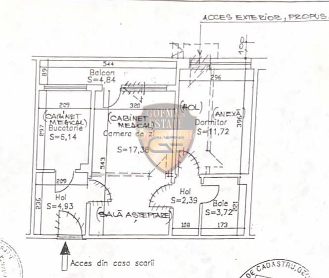 Ap 2 cam + dependinte, 51.12 mp ABATOR, parter, cabinet dentar 2 intrari, balcon - 26