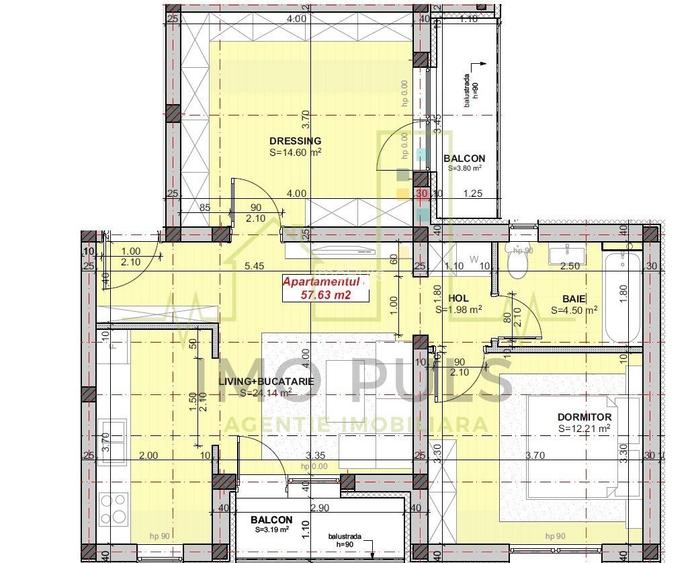 3 Camere. Bucatarie cu posibilitate de inchidere. Etaj 1 sau Etaj 2 - 7