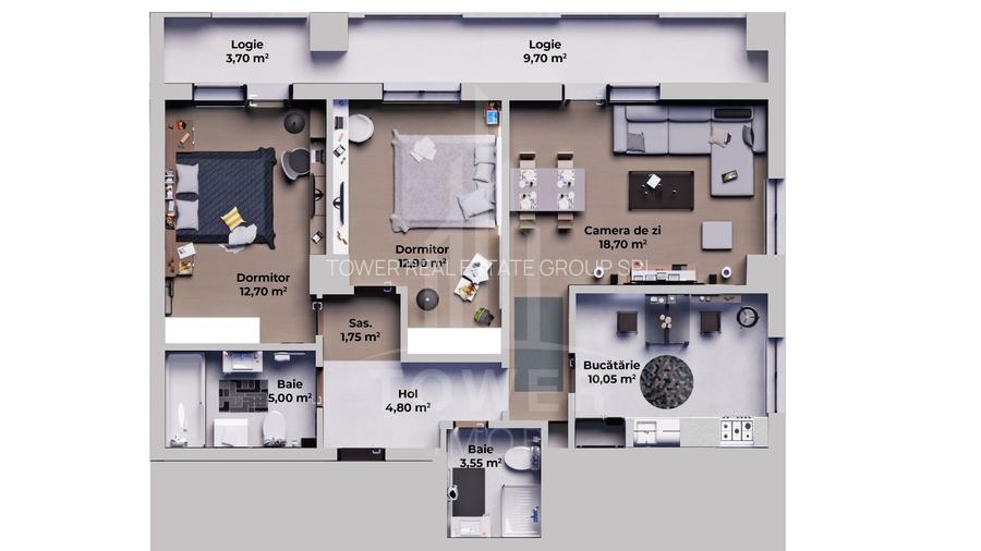 Apartament rezidențial NOU 3 camere - 5