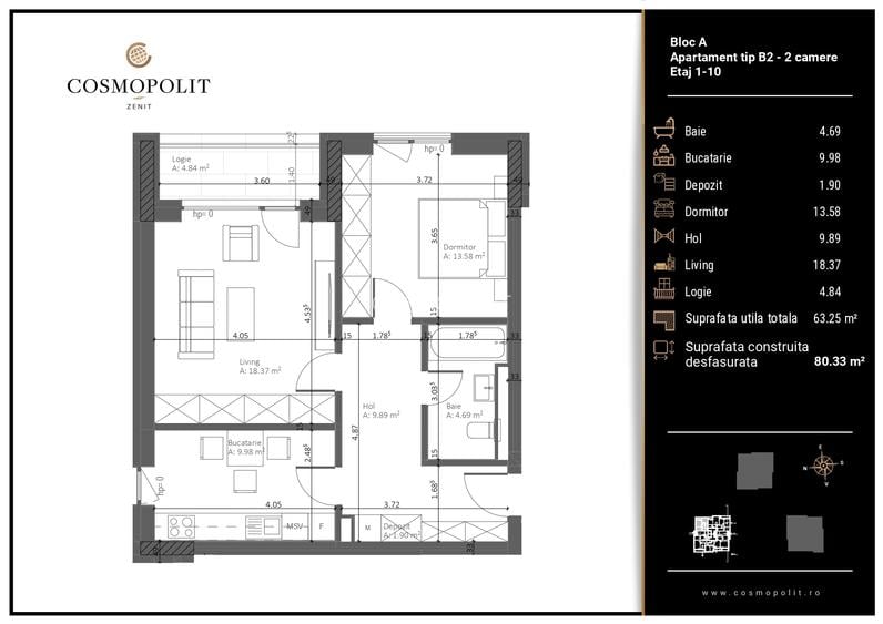 Apartament 2 camere | Cosmopolit Zenit | Răcădău - 4