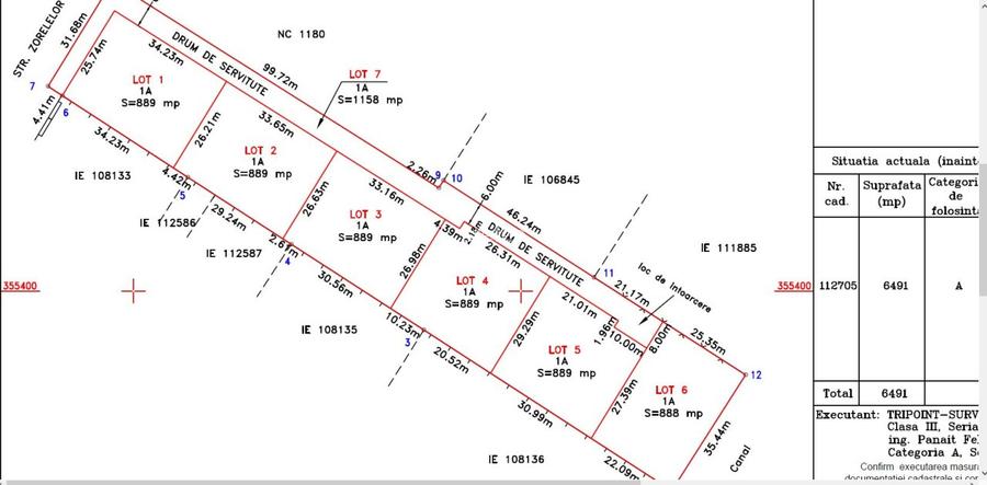 Teren Snagov - strada Zorelelor - parcelat, deschidere 31,7ml - 5