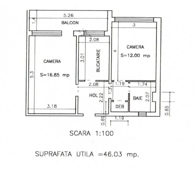 Etaj 1-Tatarasi Liceul Cuza-2 Camere 52mp - 2